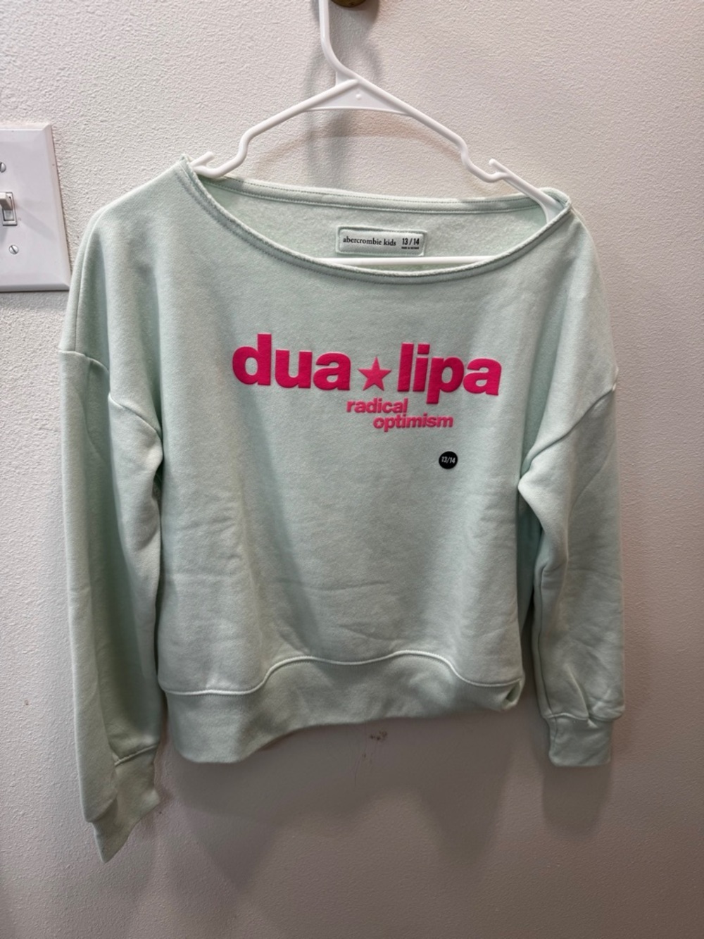 NWT Abercrombie Kids Dua Lipa Sweatshirt Mint Sz 13/14